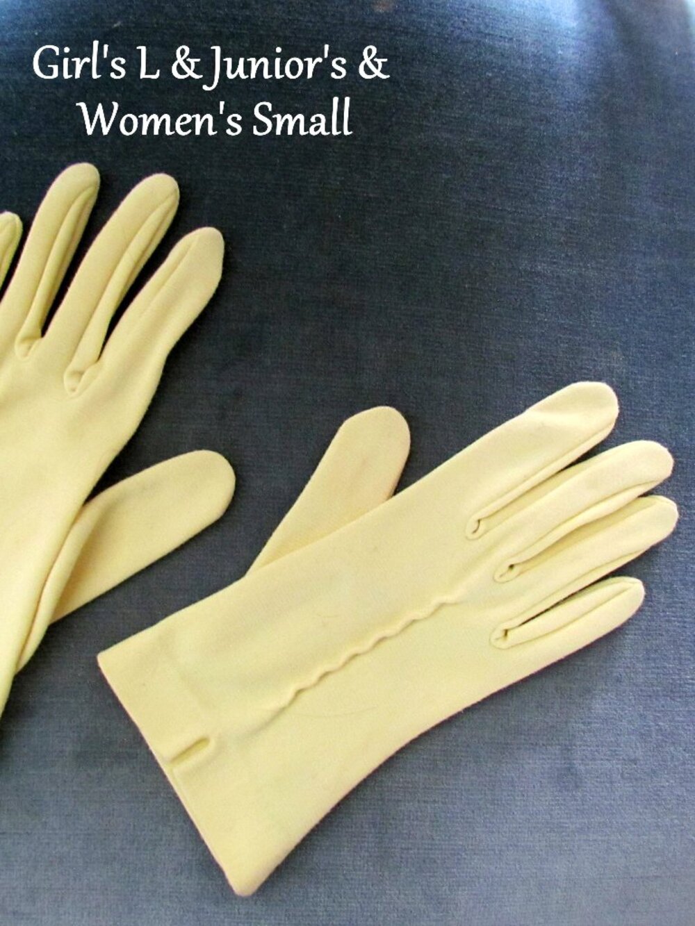 TEEN & GIRL'S GLOVES, YELLOW DRESS-UP & TEA PARTY VINTAGE GLOVES for SMALL HANDS
